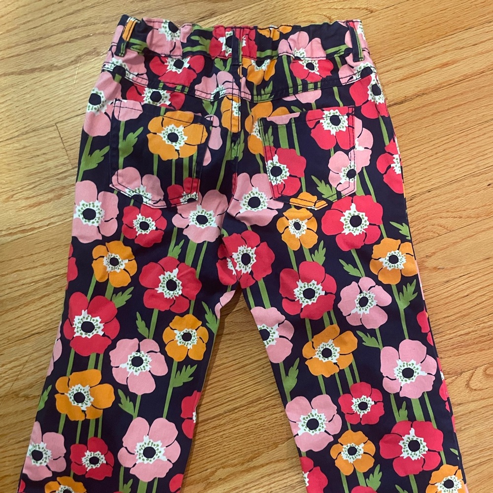 Vintage Gymboree 2013 Poppy Capri Jean Navy Floral Pants Girls Blooming Nautical